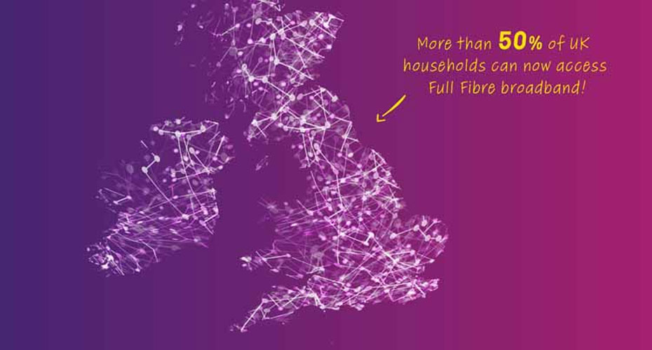 50 % homes have full fibre