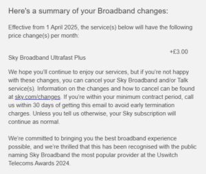 Sky Price Rises are coming to your broadband - switch now!